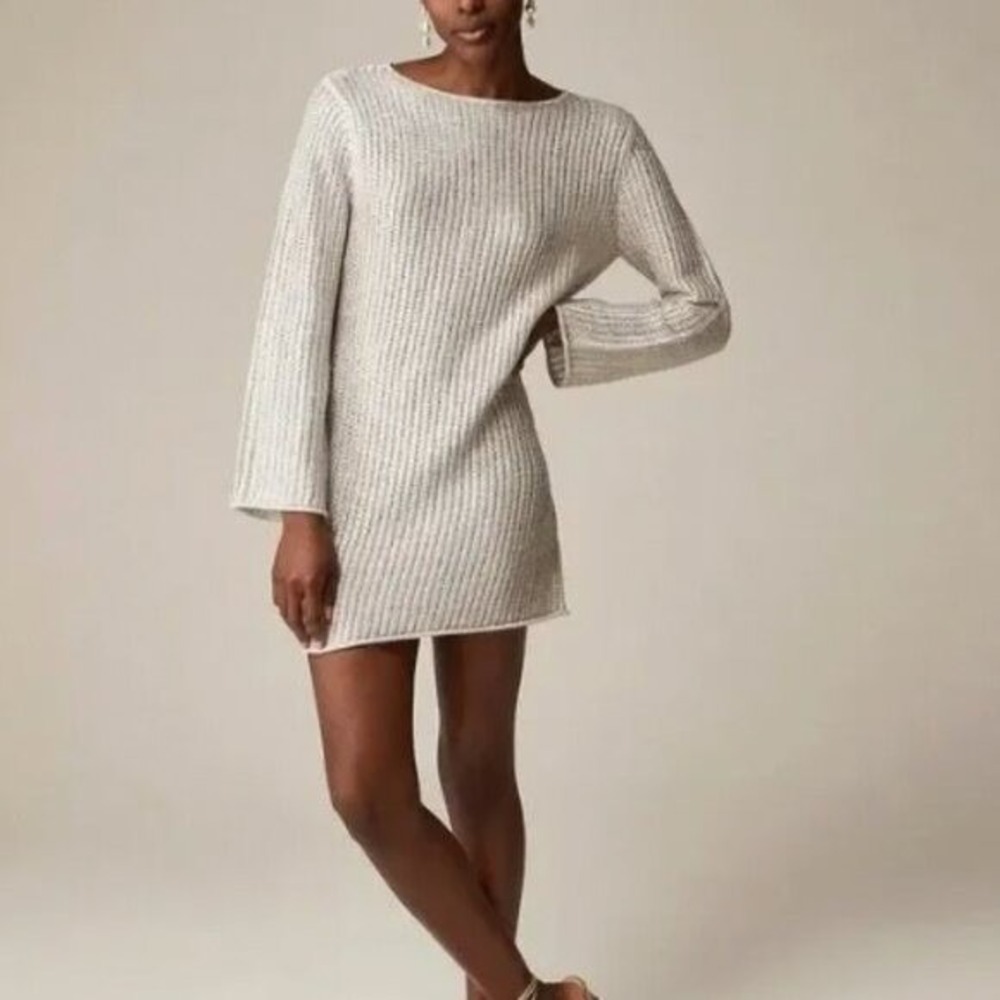 J.Crew Collection Metallic Open Weave Sweater Dress Sparkle NWT Glam M